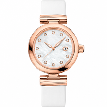 Relógio social sofisticado em tom de ouro rosa, 34 mm