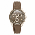 Brown rubber strap chronograph watch with brown dial and off-white case