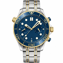 Relógio cronógrafo de mergulho em dois tons, azul, 44 mm
