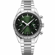 Relógio cronógrafo em aço inoxidável, 41 mm, mostrador verde