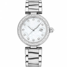 Relógio feminino de vestido, 34 mm, em metal prateado