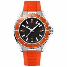 Relógio esportivo com pulseira de borracha laranja, 42 mm
