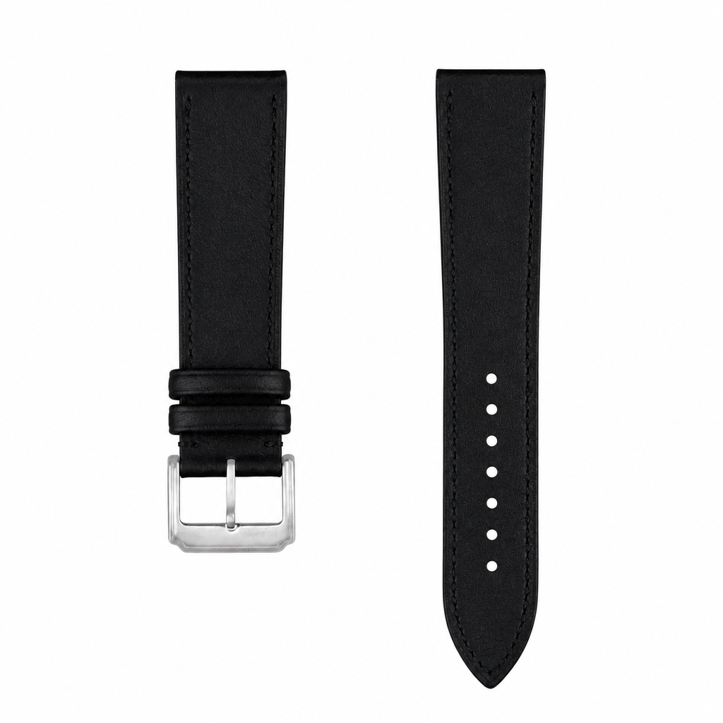 Black leather watch strap 20mm product photo