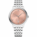 Dress watch with rose gold dial and silver stainless steel bracelet, 41mm