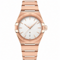 Rose gold tone dress watch with white dial and metal bracelet, 39mm size