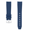 Blue rubber watch strap with stainless steel buckle