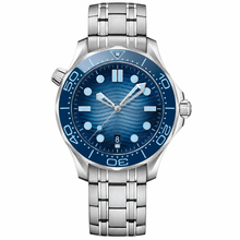Relógio de mergulho de aço inoxidável de 42 mm com mostrador azul