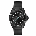 Sport watch with black textured case and black rubber strap