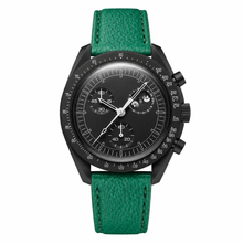 Relógio cronógrafo com pulseira de couro verde