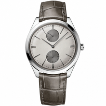 Relógio social com mostrador bege e pulseira de couro marrom, 40 mm