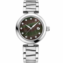 Relógio feminino de elegância em aço inoxidável prateado, 34 mm