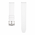 White rubber watch strap with stainless steel buckle