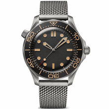 Relógio de mergulho masculino/unissex, 42 mm, malha metálica cinza