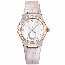 Relógio feminino de vestir com caixa em ouro rosa e aço, 34 mm