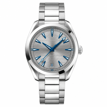 Relógio de aço inoxidável com mostrador prateado, 41 mm