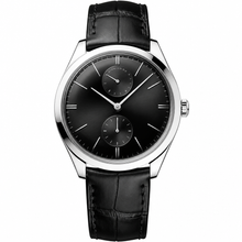 Relógio social masculino de 40 mm com mostrador preto e pulseira de couro
