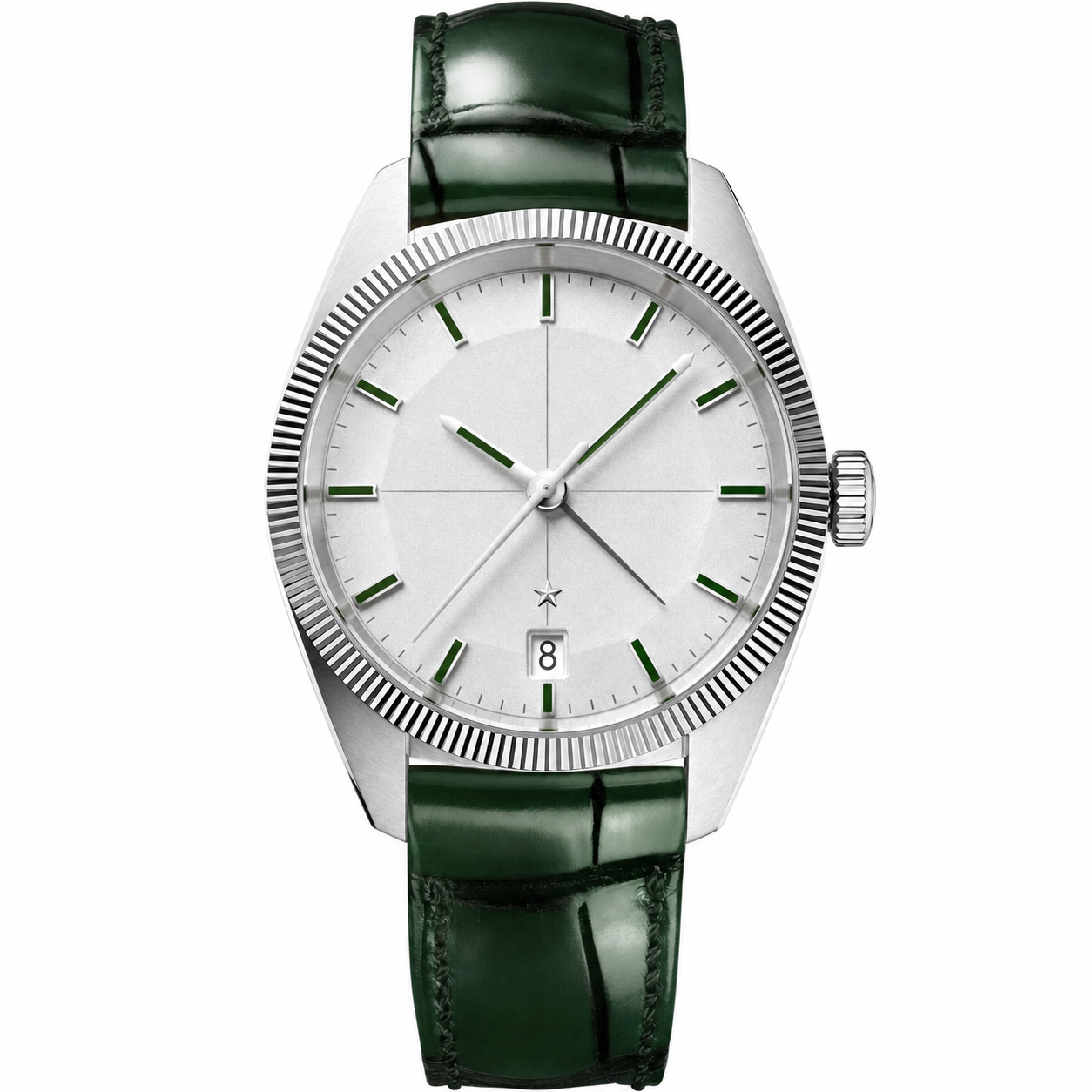 Calendar Dress Watch White Green Leather 41mm product photo