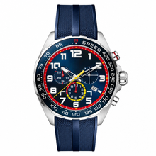 Relógio cronógrafo esportivo com pulseira de silicone azul