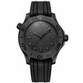 Black diver-style watch with rubber strap 44mm product photo