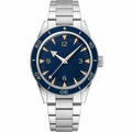 41mm stainless steel watch with blue dial and metal bracelet