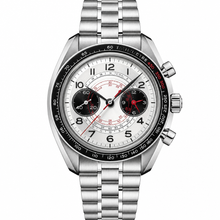 Relógio cronógrafo em aço inoxidável prateado, 43 mm