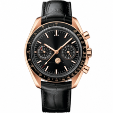 Relógio cronógrafo com mostrador preto, 44 mm