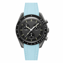 Relógio cronógrafo casual com pulseira de borracha azul-claro