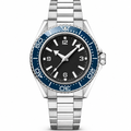 Stainless Steel Dive Watch with blue bezel and black dial 42mm