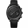 Sport chronograph watch with black dial and black fabric strap, 44mm case size