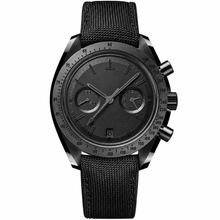 Relógio cronógrafo esportivo com pulseira de tecido preta, 44 mm