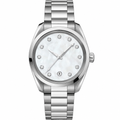 38mm Dress Watch with White Mother-of-Pearl Dial and Silver Metal Bracelet