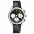 Dress chronograph watch with dark green dial and leather strap