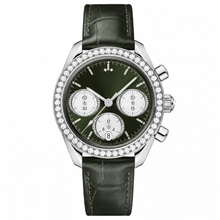 Relógio cronógrafo de vestir, 38 mm, mostrador verde escuro
