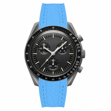 Relógio cronógrafo esportivo com pulseira de borracha na cor azul Capri