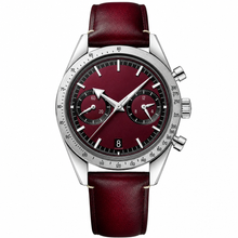 Relógio cronógrafo com mostrador bordô, 41 mm