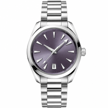 Relógio casual de vestir com mostrador roxo, 38 mm