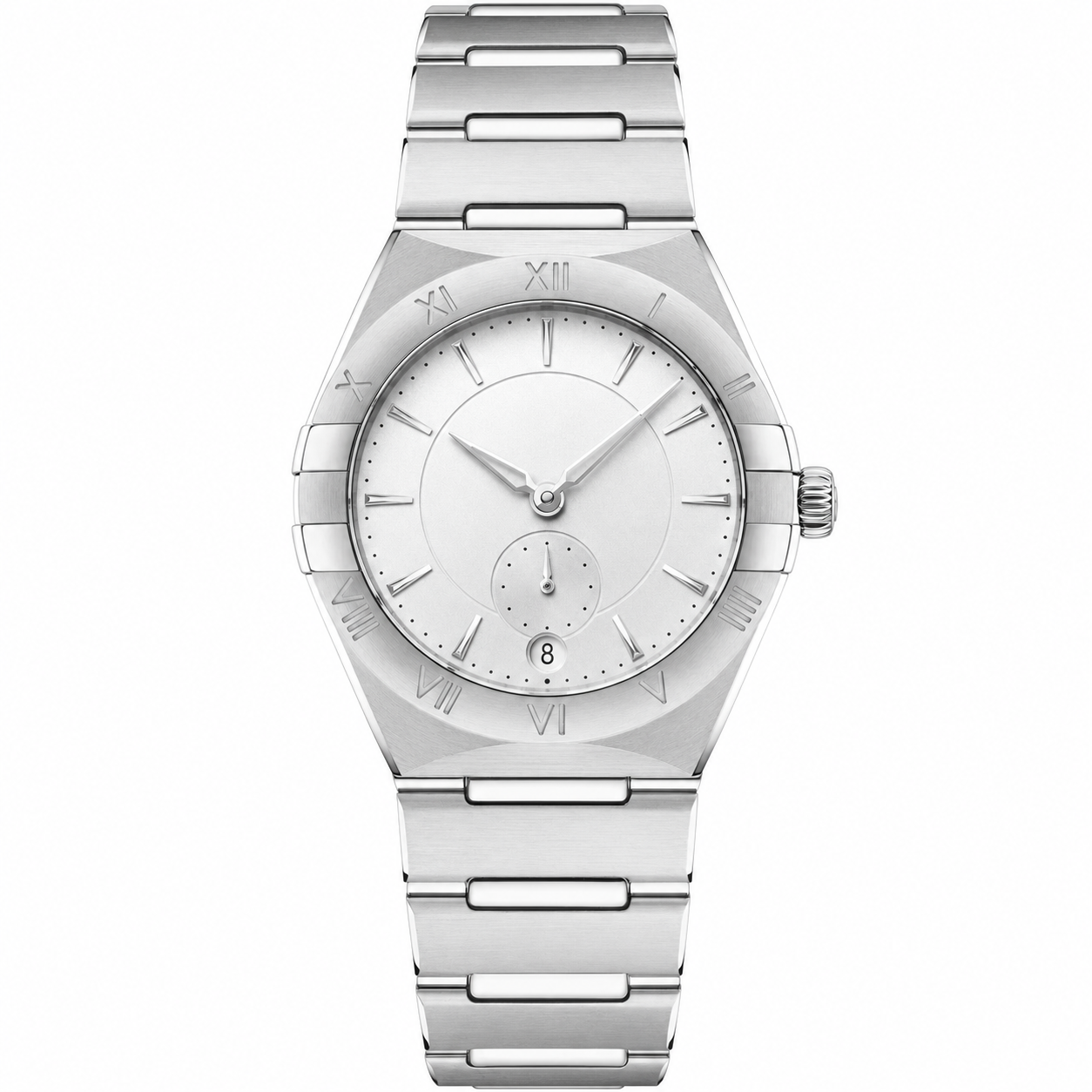 Ladies Small Seconds Watch White Steel 34mm product photo