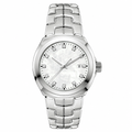 Women's dress watch with white mother-of-pearl dial and silver-tone metal bracelet