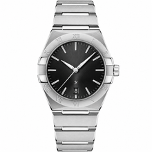 Relógio social masculino em aço preto, 39 mm