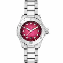 Relógio esportivo com mostrador vermelho e pulseira de aço inoxidável de 30 mm