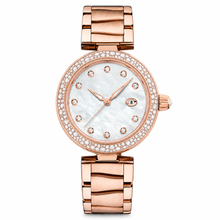 Relógio feminino de pulso em tom de ouro rosa, 27 mm