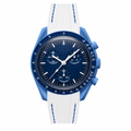Blue sport watch with blue dial and white rubber strap product photo