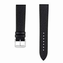 Pulseira de relógio em couro preto de 21 mm