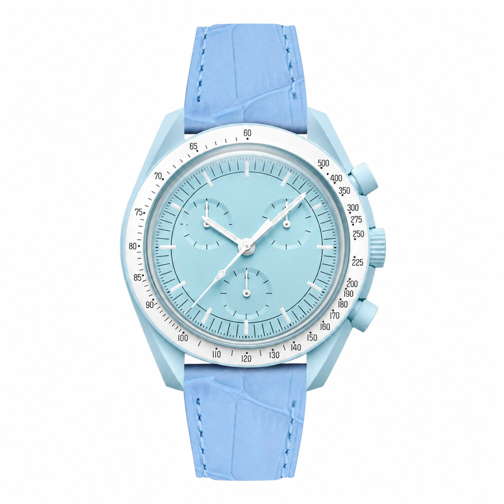Light Blue Dress Watch with Leather Strap product photo