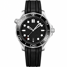 Relógio estilo mergulhador com mostrador preto, 42 mm