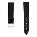 Black leather watch strap with silver buckle, 21mm width
