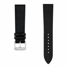 Pulseira de relógio em couro preto de 21 mm