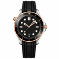 42mm diver sport watch with black dial and rubber strap