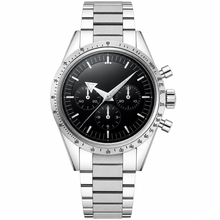 Relógio cronógrafo em aço inoxidável prateado, 39 mm