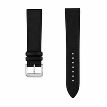 Pulseira de relógio em couro preto de 21 mm